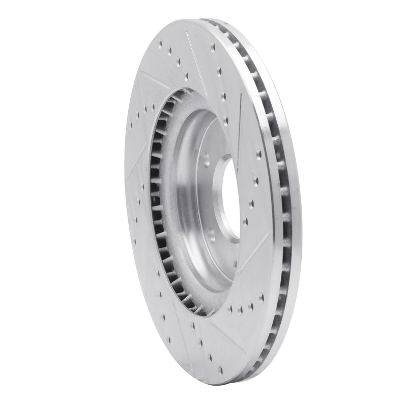 Picture of R1 15-25 Hyundai Kona EV Front Left Drilled & Slotted Silver Brake Rotor