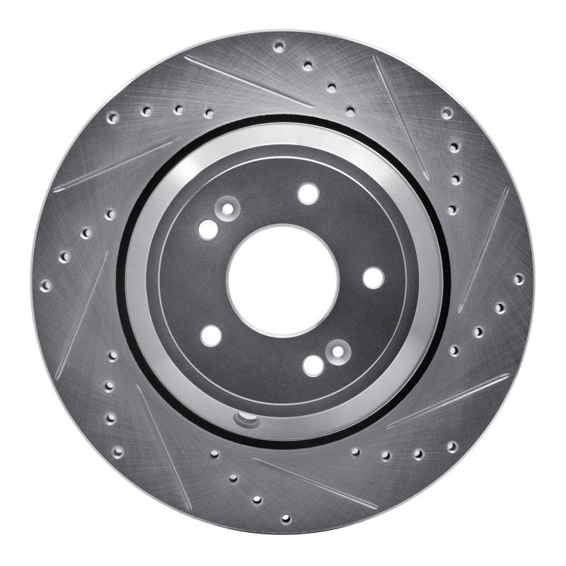 Picture of R1 18-23 Genesis G80 Rear Right Drilled & Slotted Silver Brake Rotor