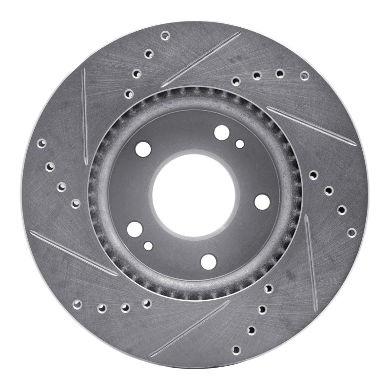 Picture of R1 17-22 Hyundai Ioniq Front Right Drilled & Slotted Silver Brake Rotor