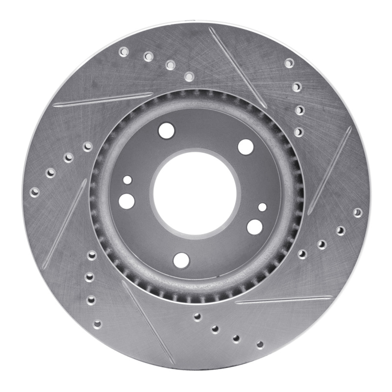 Picture of R1 17-22 Hyundai Ioniq Front Left Drilled & Slotted Silver Brake Rotor