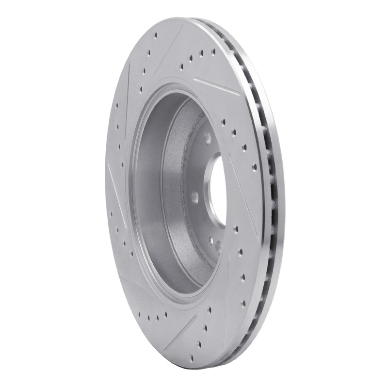 Picture of R1 18-23 Genesis G80 Rear Right Drilled & Slotted Silver Brake Rotor