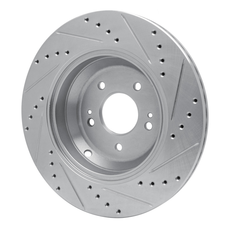Picture of R1 18-23 Genesis G80 Rear Left Drilled & Slotted Silver Brake Rotor