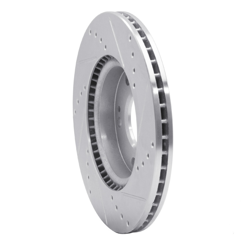 Picture of R1 17-22 Hyundai Ioniq Front Left Drilled & Slotted Silver Brake Rotor