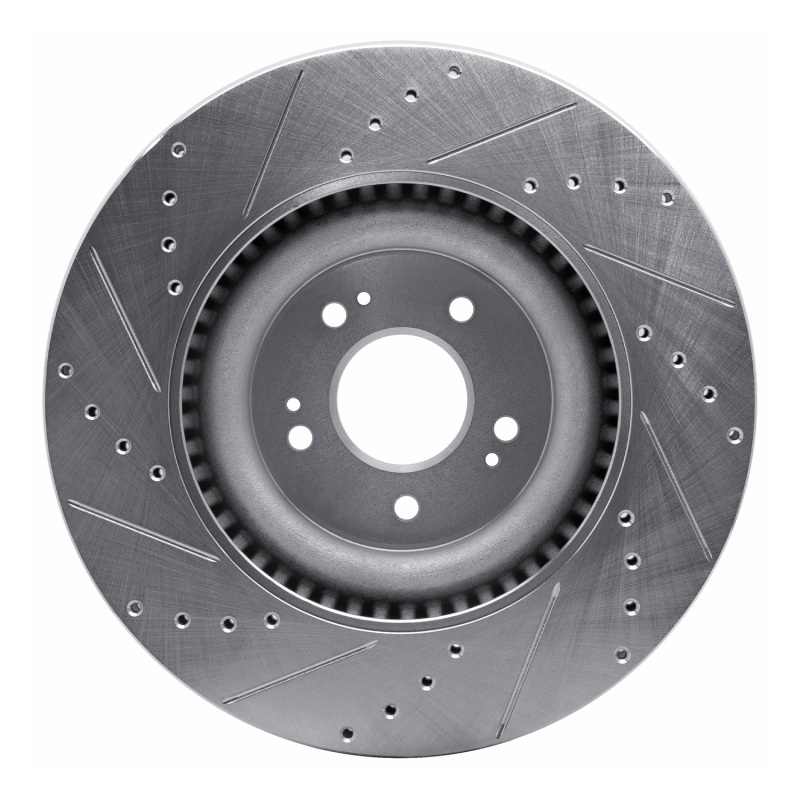 Picture of R1 18-20 Genesis G80 Front Right Drilled & Slotted Silver Brake Rotor