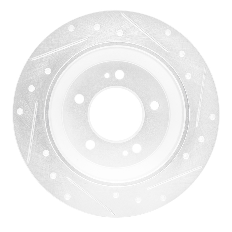 Picture of R1 14-23 Hyundai Kona Rear Left Drilled & Slotted Silver Brake Rotor