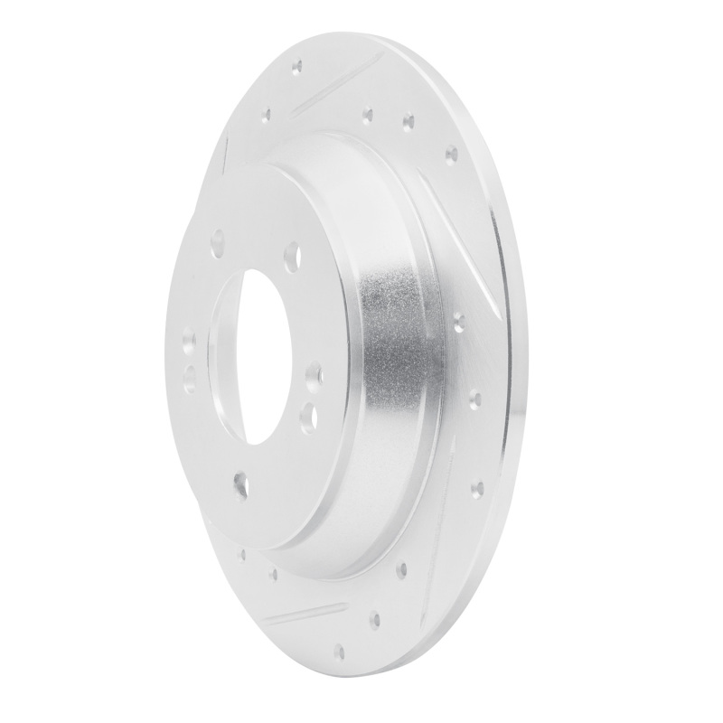 Picture of R1 14-23 Hyundai Kona Rear Left Drilled & Slotted Silver Brake Rotor