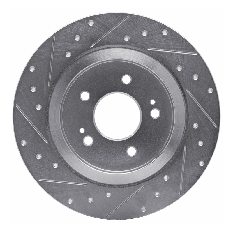 Picture of R1 19-25 Hyundai SANTA FE Rear Right Drilled & Slotted Silver Brake Rotor