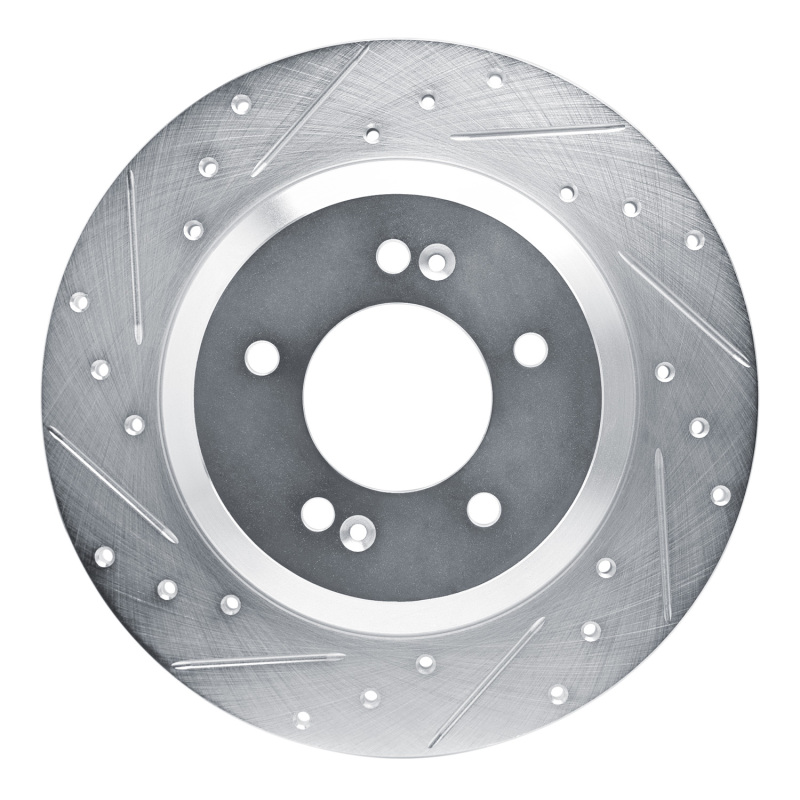 Picture of R1 19-22 Hyundai Veloster N Rear Left Drilled & Slotted Silver Brake Rotor