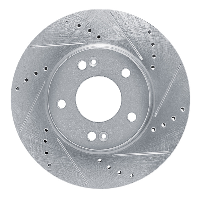 Picture of R1 21-25 Hyundai Elantra Front Right Drilled & Slotted Silver Brake Rotor