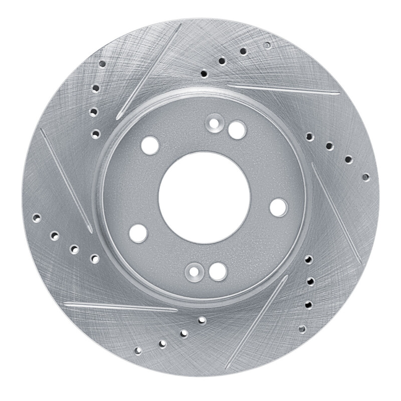 Picture of R1 21-25 Hyundai Elantra Front Left Drilled & Slotted Silver Brake Rotor