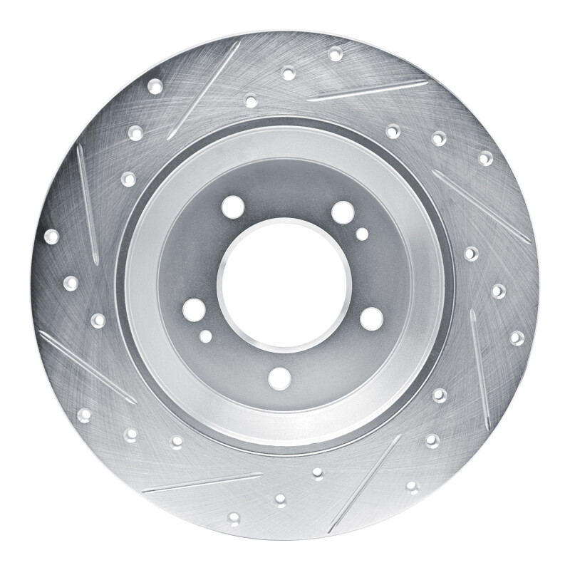 Picture of R1 19-22 Hyundai Veloster N Rear Right Drilled & Slotted Silver Brake Rotor
