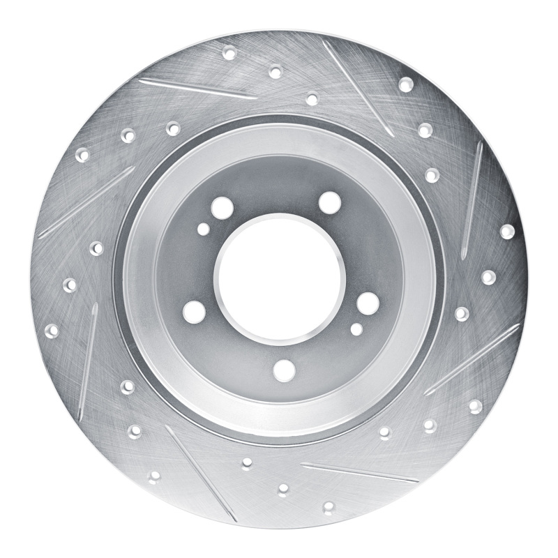Picture of R1 19-22 Hyundai Veloster N Rear Left Drilled & Slotted Silver Brake Rotor