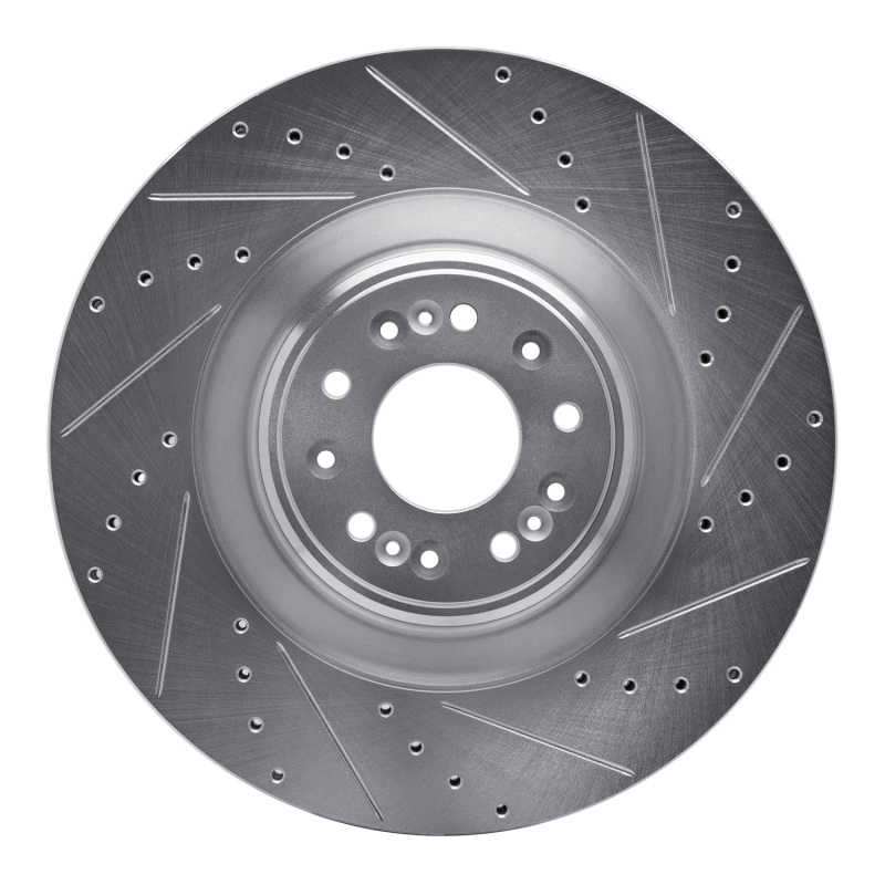 Picture of R1 17-22 Genesis G90 Front Right Drilled & Slotted Silver Brake Rotor