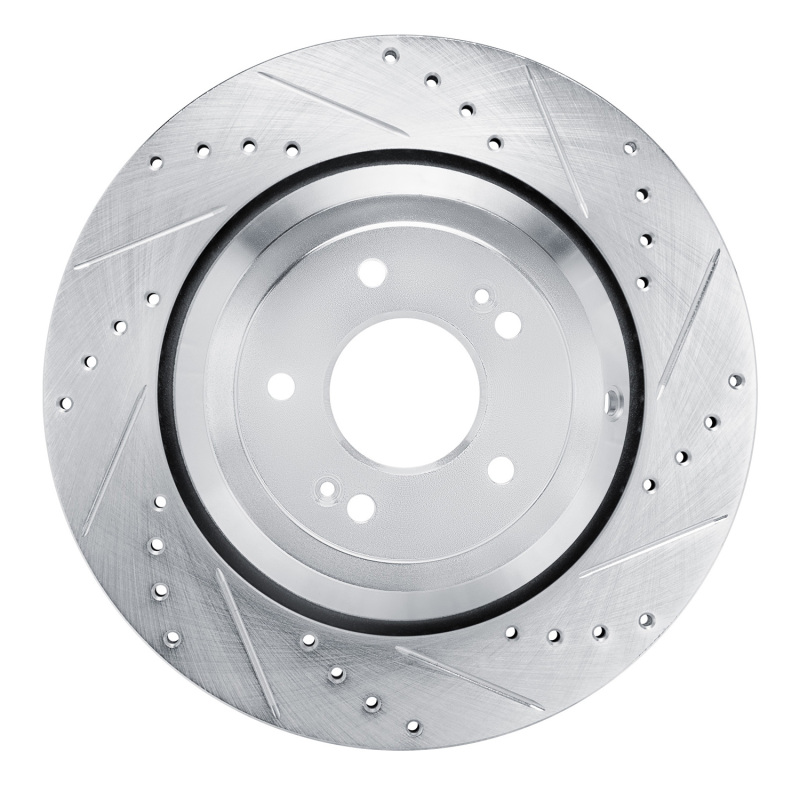 Picture of R1 17-19 Genesis G90 Rear Right Drilled & Slotted Silver Brake Rotor