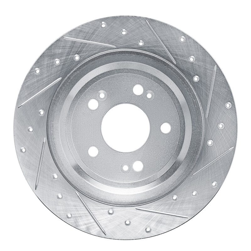 Picture of R1 21-25 Genesis GV70 Rear Right Drilled & Slotted Silver Brake Rotor