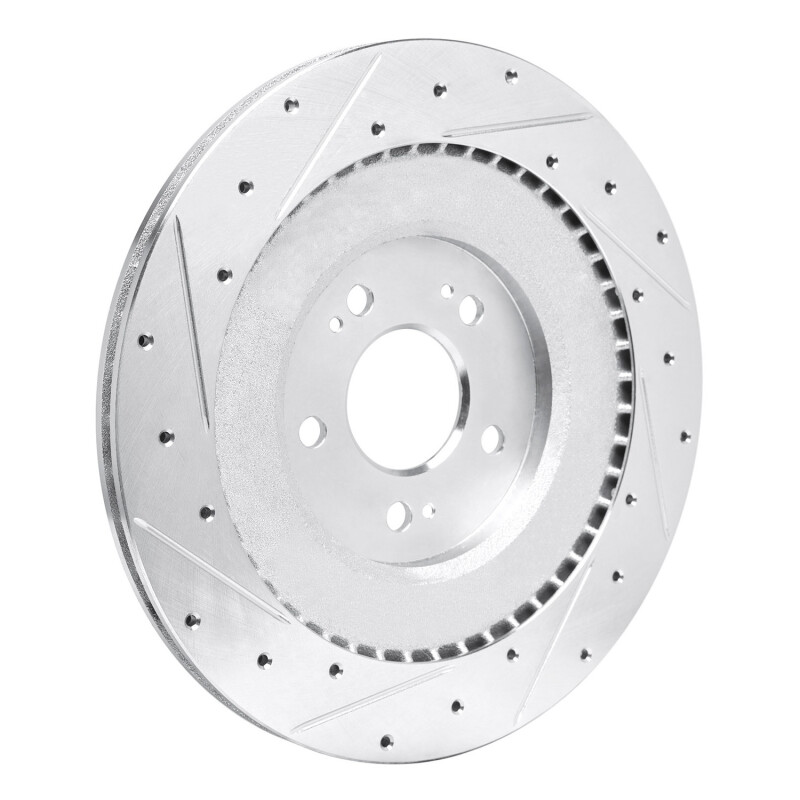 Picture of R1 21-26 Genesis G80 Rear Right Drilled & Slotted Silver Brake Rotor