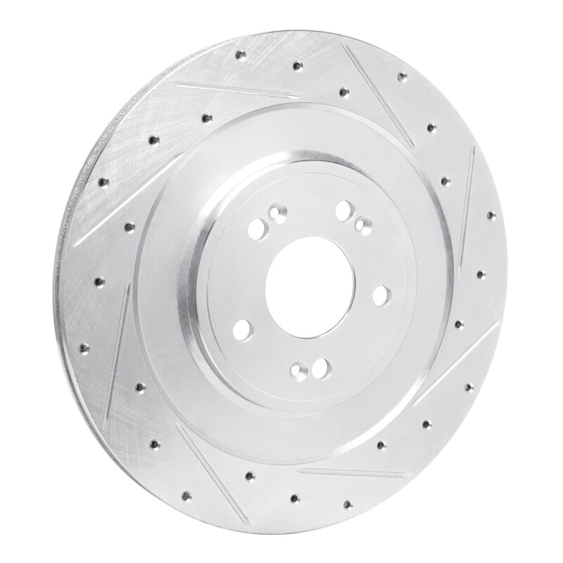 Picture of R1 21-26 Genesis G80 Rear Right Drilled & Slotted Silver Brake Rotor