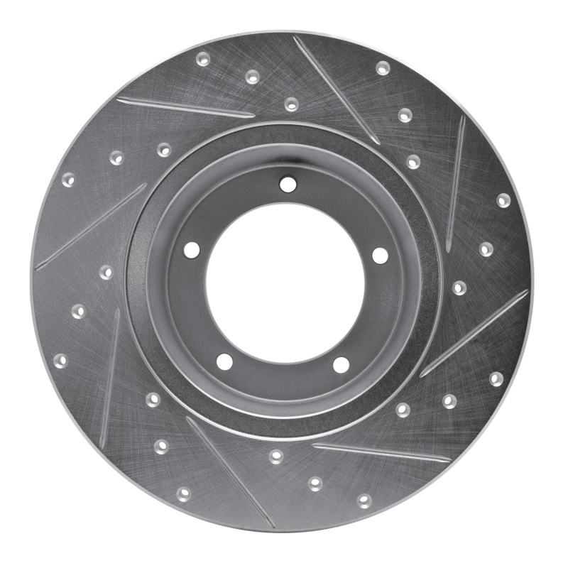 Picture of R1 74-99 Land Rover Discovery Front Left Drilled & Slotted Silver Brake Rotor