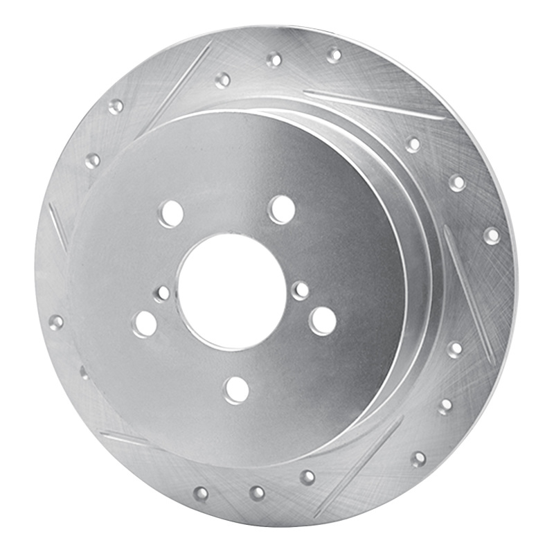 Picture of R1 05-09 Subaru Outback Rear Left Drilled & Slotted Silver Brake Rotor