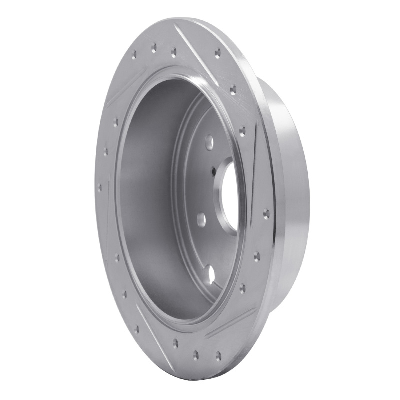 Picture of R1 15-21 Subaru WRX Rear Left Drilled & Slotted Silver Brake Rotor