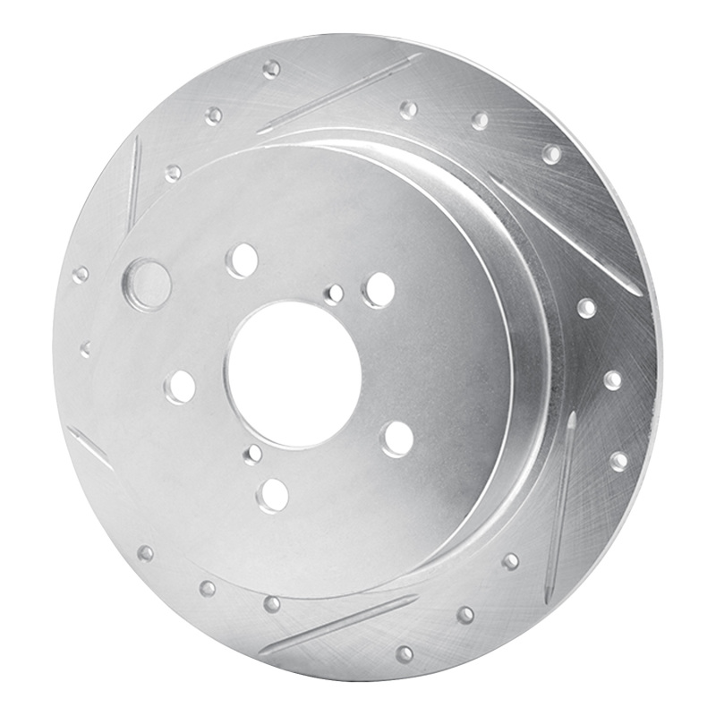 Picture of R1 12-23 Subaru Crosstrek Rear Left Drilled & Slotted Silver Brake Rotor