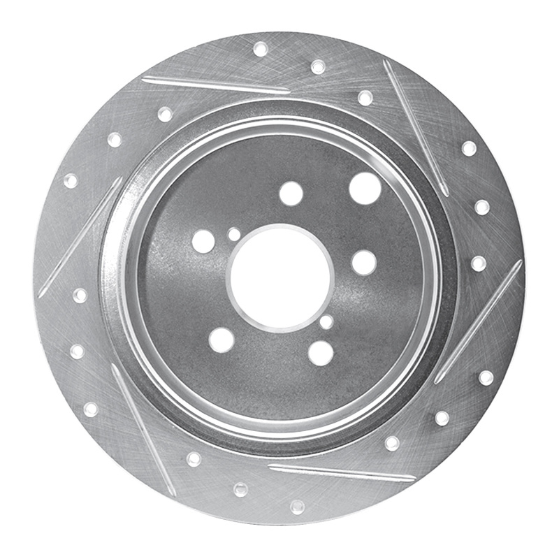 Picture of R1 12-23 Subaru Crosstrek Rear Left Drilled & Slotted Silver Brake Rotor