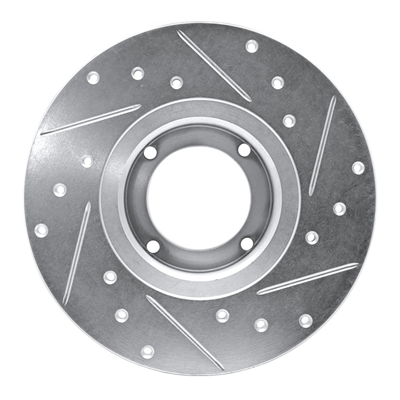 Picture of R1 80-83 Subaru STANDARD Front Left Drilled & Slotted Silver Brake Rotor