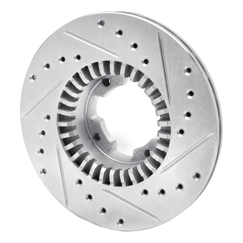 Picture of R1 83-89 Subaru STANDARD Front Left Drilled & Slotted Silver Brake Rotor