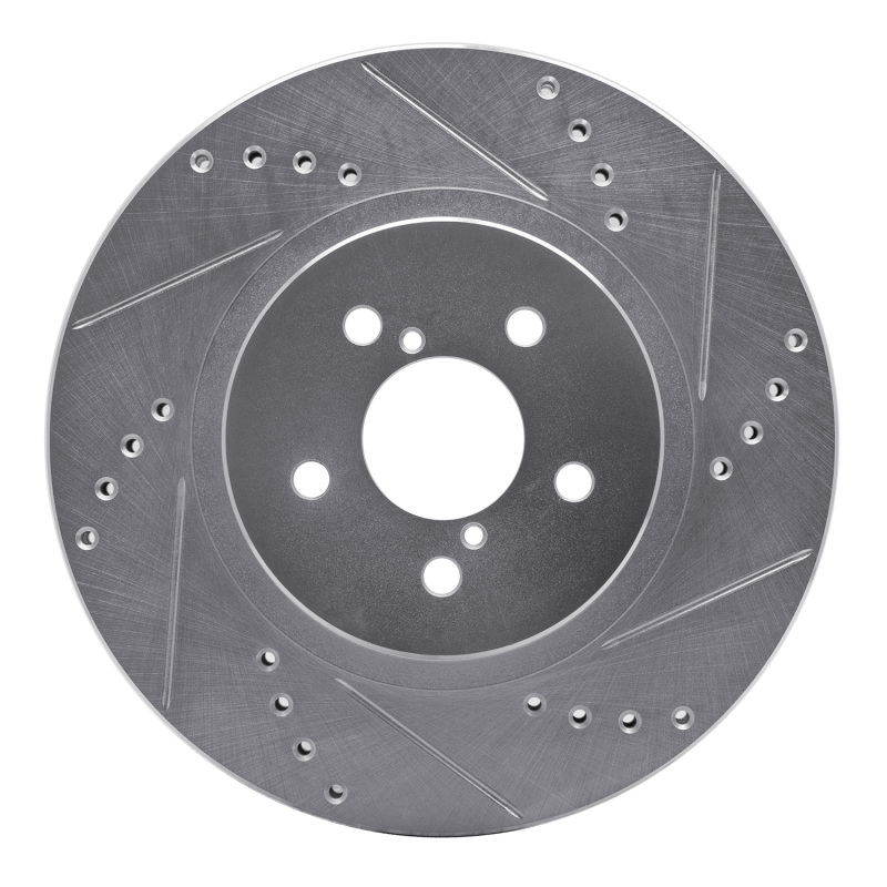 Picture of R1 17-23 Subaru Impreza Front Right Drilled & Slotted Silver Brake Rotor