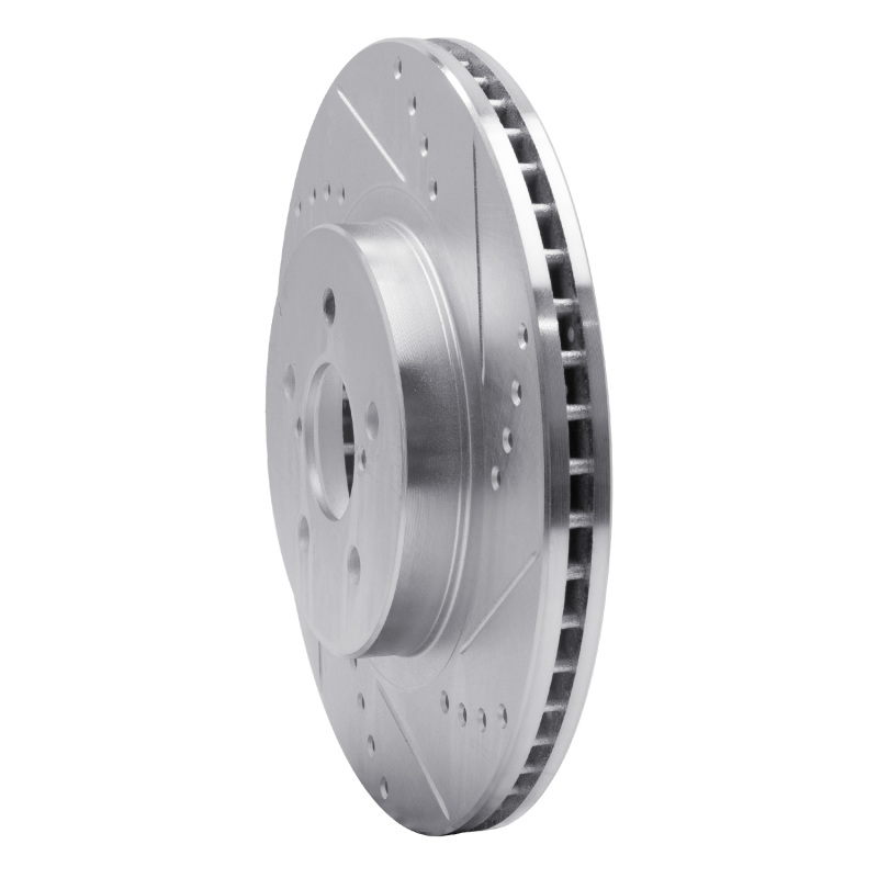 Picture of R1 17-23 Subaru Impreza Front Right Drilled & Slotted Silver Brake Rotor