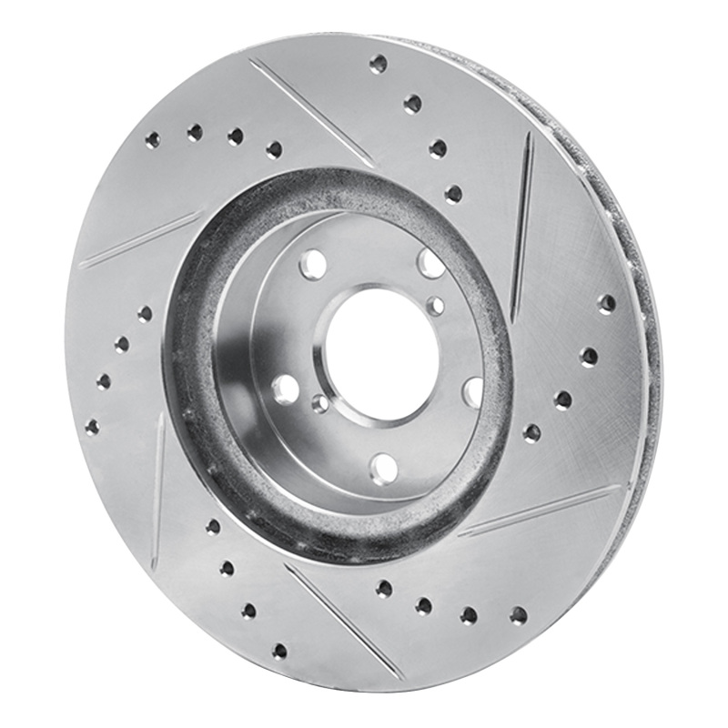Picture of R1 17-23 Subaru Impreza Front Left Drilled & Slotted Silver Brake Rotor