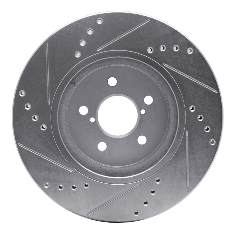 Picture of R1 17-23 Subaru Impreza Front Right Drilled & Slotted Silver Brake Rotor