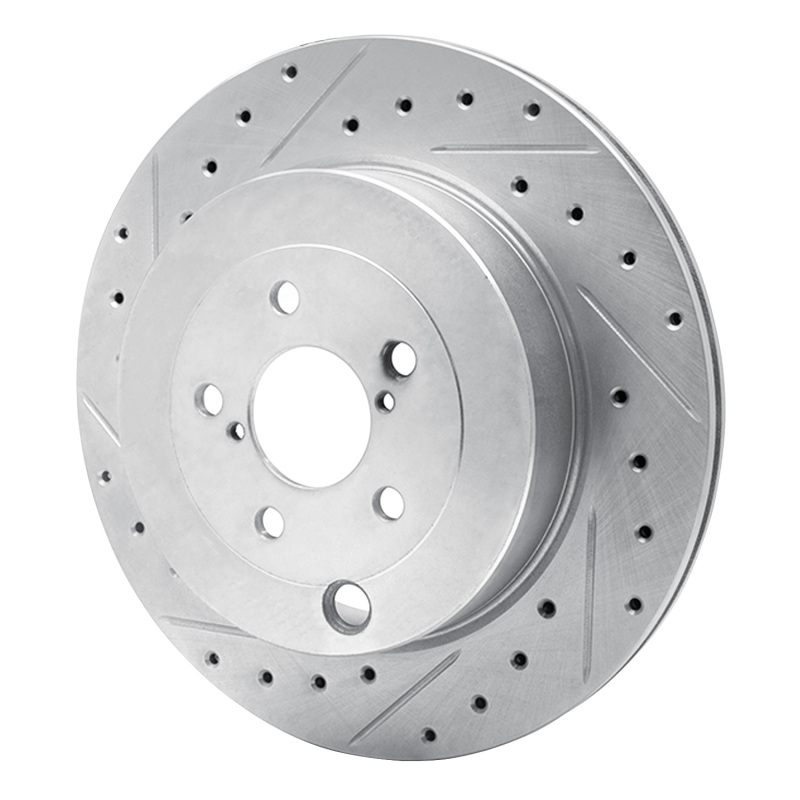 Picture of R1 17-25 Subaru BRZ Rear Left Drilled & Slotted Silver Brake Rotor