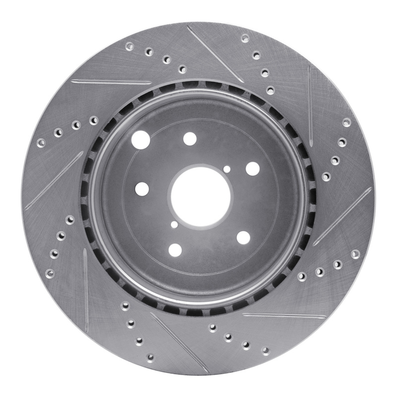 Picture of R1 18-25 Subaru WRX STI Rear Left Drilled & Slotted Silver Brake Rotor