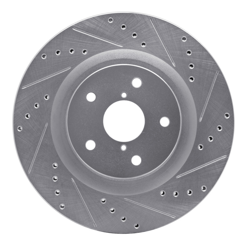 Picture of R1 19-24 Subaru Forester Front Right Drilled & Slotted Silver Brake Rotor