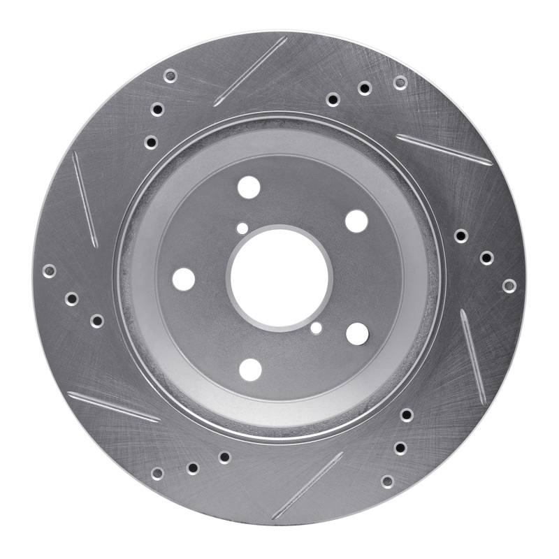 Picture of R1 19-25 Subaru Crosstrek Rear Right Drilled & Slotted Silver Brake Rotor
