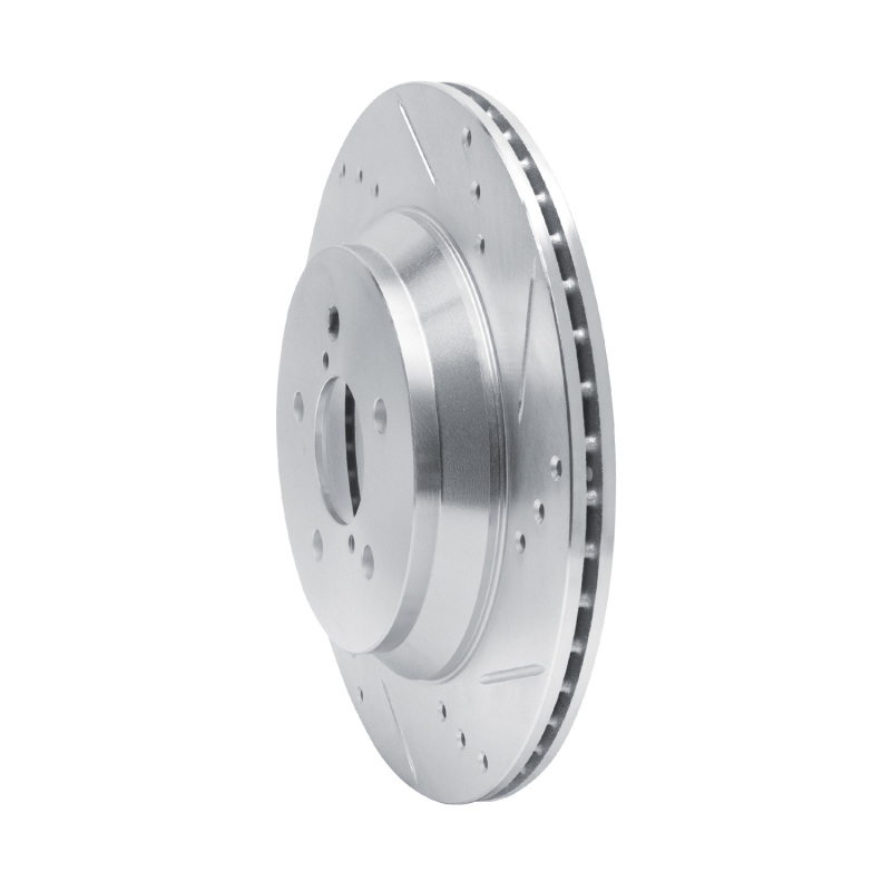 Picture of R1 19-23 Subaru Crosstrek Rear Right Drilled & Slotted Silver Brake Rotor