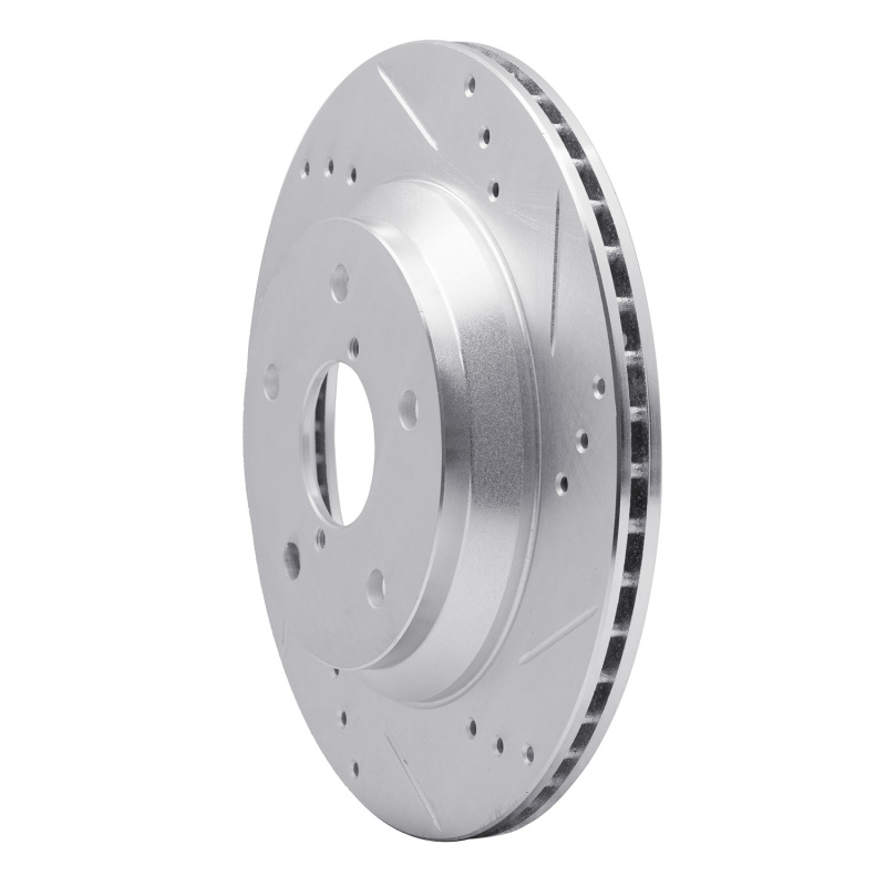 Picture of R1 19-25 Subaru Crosstrek Rear Right Drilled & Slotted Silver Brake Rotor