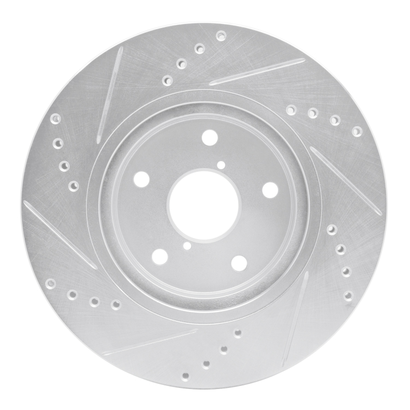 Picture of R1 19-24 Subaru Forester Front Right Drilled & Slotted Silver Brake Rotor