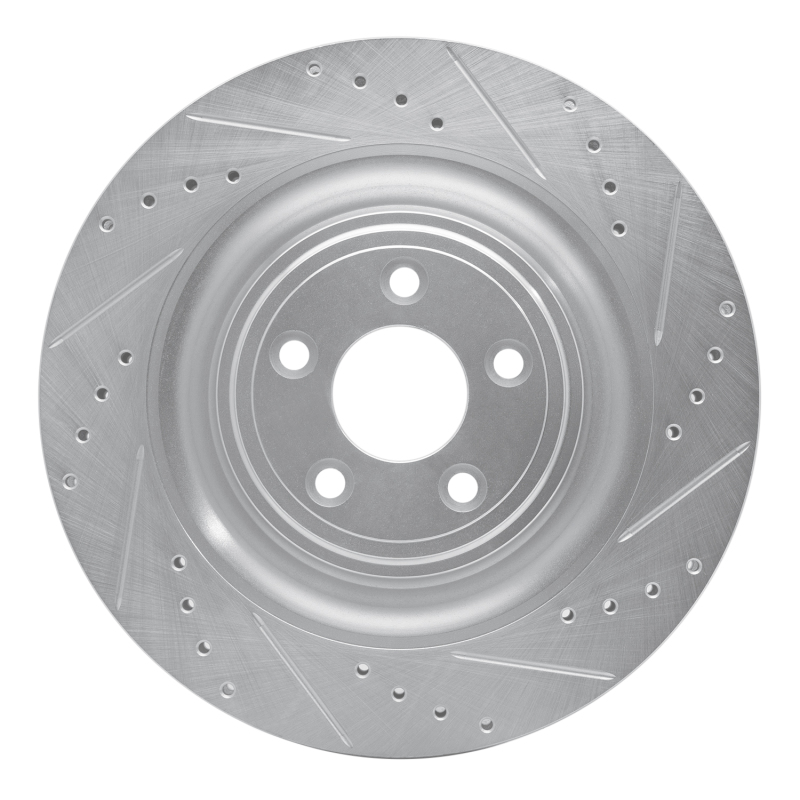 Picture of R1 08-09 Jaguar XKR Left Rear Drilled & Slotted Silver Brake Rotor