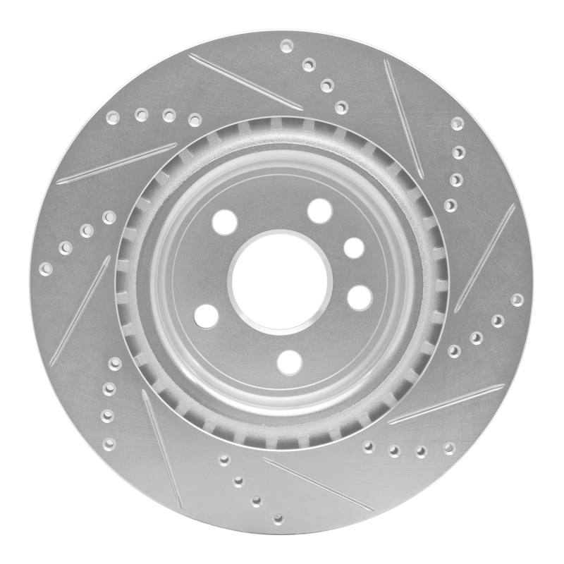 Picture of R1 17-20 Jaguar F-Pace Rear Left Drilled & Slotted Silver Brake Rotor