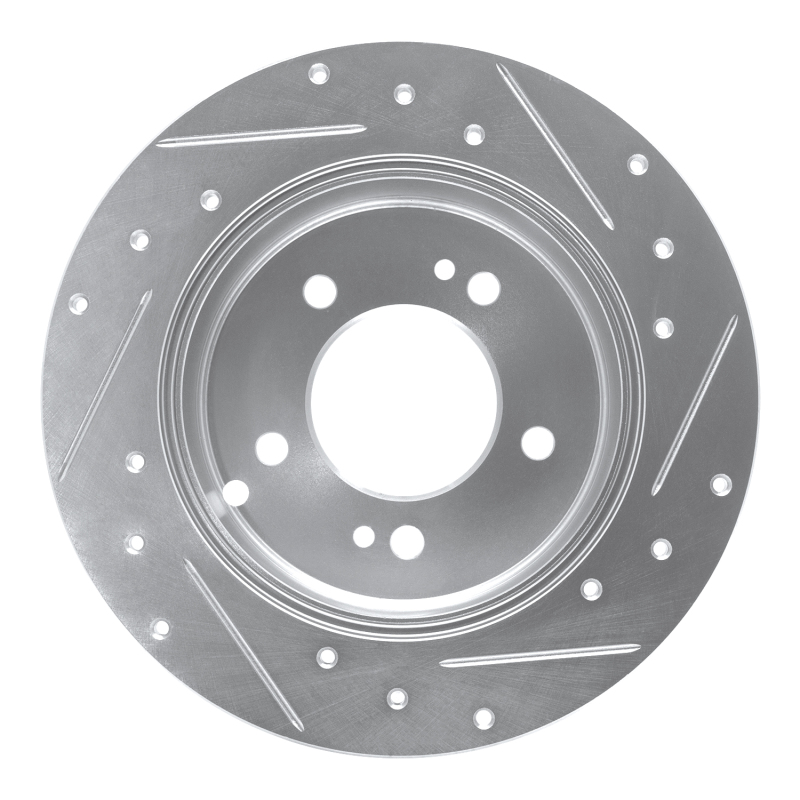 Picture of R1 07-12 Kia Rondo (Canada) Rear Left Drilled & Slotted Silver Brake Rotor