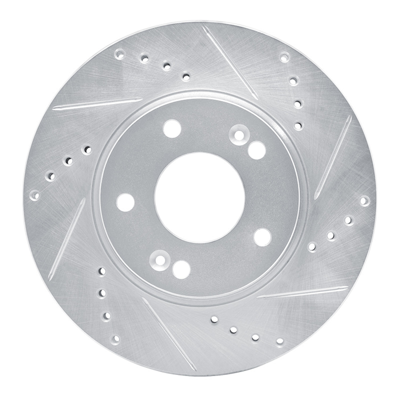Picture of R1 10-13 Kia Forte5 Front Right Drilled & Slotted Silver Brake Rotor