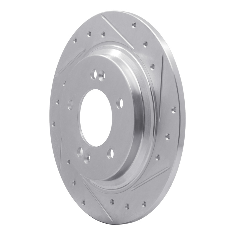 Picture of R1 13-25 Hyundai Elantra GT Rear Right Drilled & Slotted Silver Brake Rotor