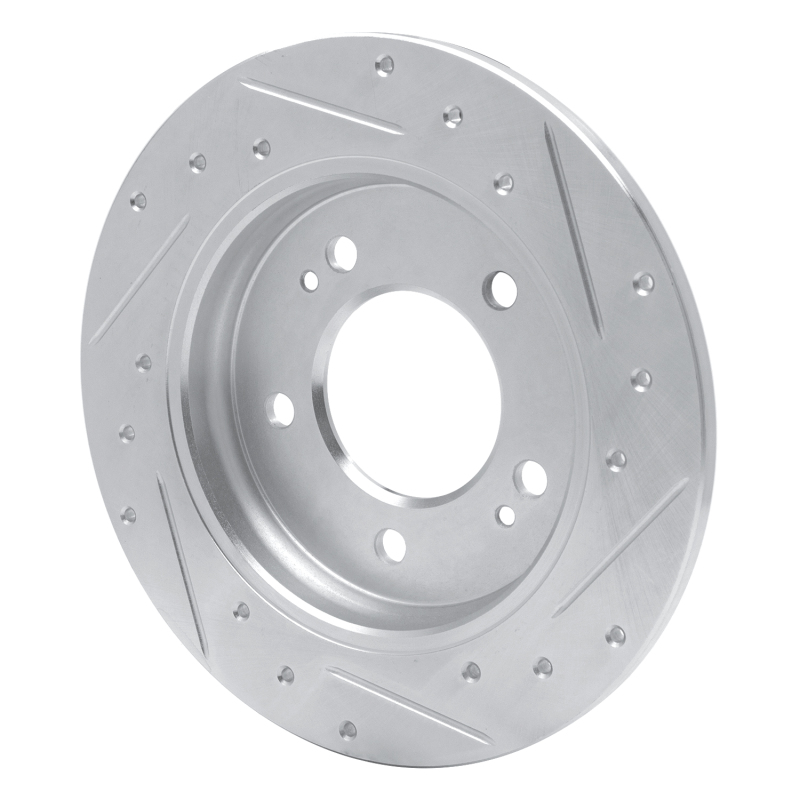 Picture of R1 17-25 Hyundai Elantra GT Rear Left Drilled & Slotted Silver Brake Rotor