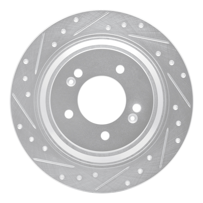 Picture of R1 17-23 Hyundai Kona EV Rear Left Drilled & Slotted Silver Brake Rotor