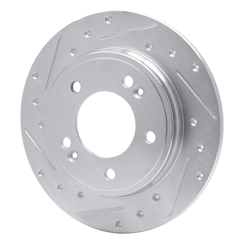 Picture of R1 17-25 Hyundai Elantra GT Rear Left Drilled & Slotted Silver Brake Rotor