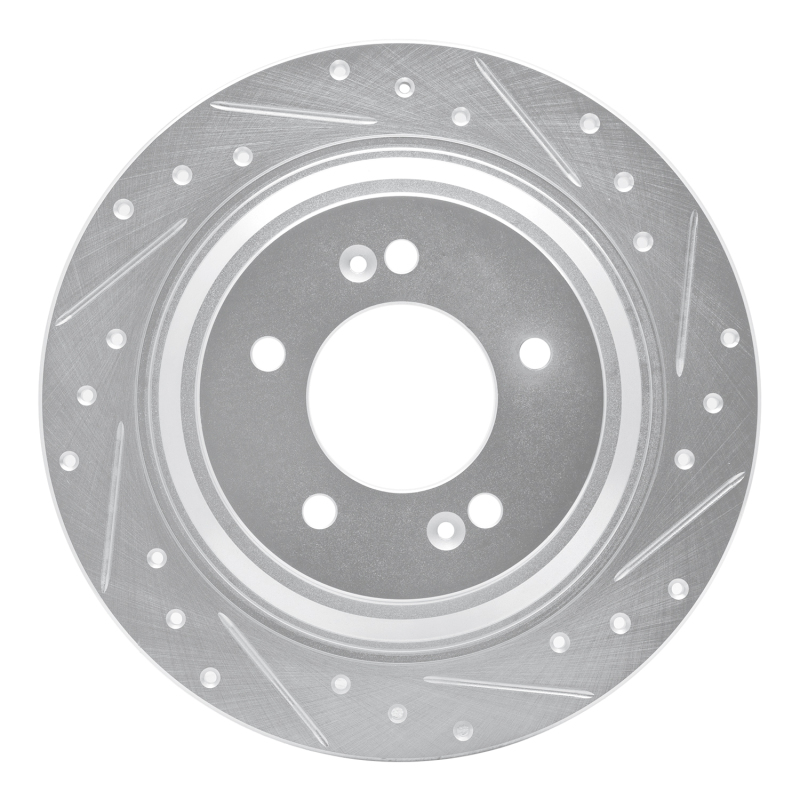 Picture of R1 17-23 Hyundai Kona EV Rear Right Drilled & Slotted Silver Brake Rotor