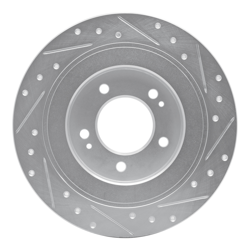 Picture of R1 17-23 Hyundai Kona EV Rear Left Drilled & Slotted Silver Brake Rotor