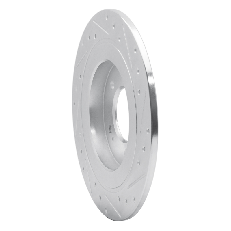 Picture of R1 17-23 Hyundai Kona EV Rear Left Drilled & Slotted Silver Brake Rotor